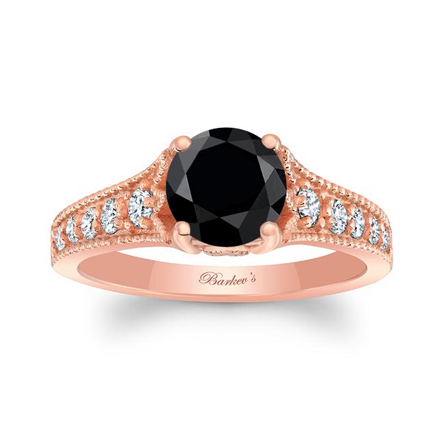 Rose Gold Black And White Diamond Vintage Ring