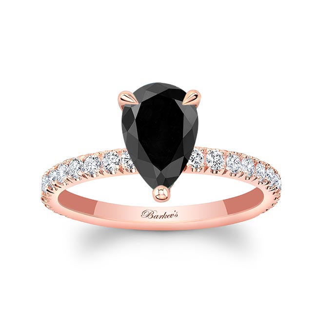 Rose Gold Pear Shape Black And White Diamond Ring