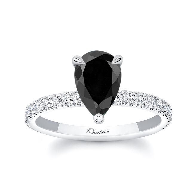 Pear Shape Black And White Diamond Ring