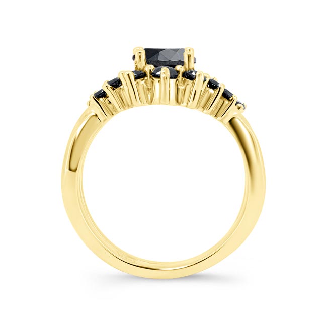 Yellow Gold Black Diamond Unique Wedding Set Image 2