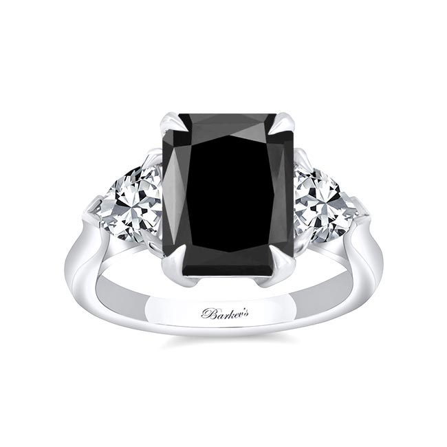 Platinum 3.5 Carat Radiant Cut Black Diamond Ring