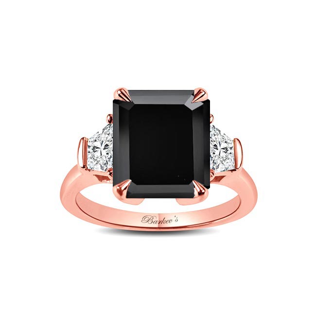 Rose Gold Emerald Cut 5 Carat Black Diamond Ring