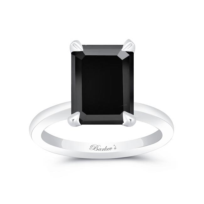 5 Carat Emerald Cut Black Diamond Solitaire Ring