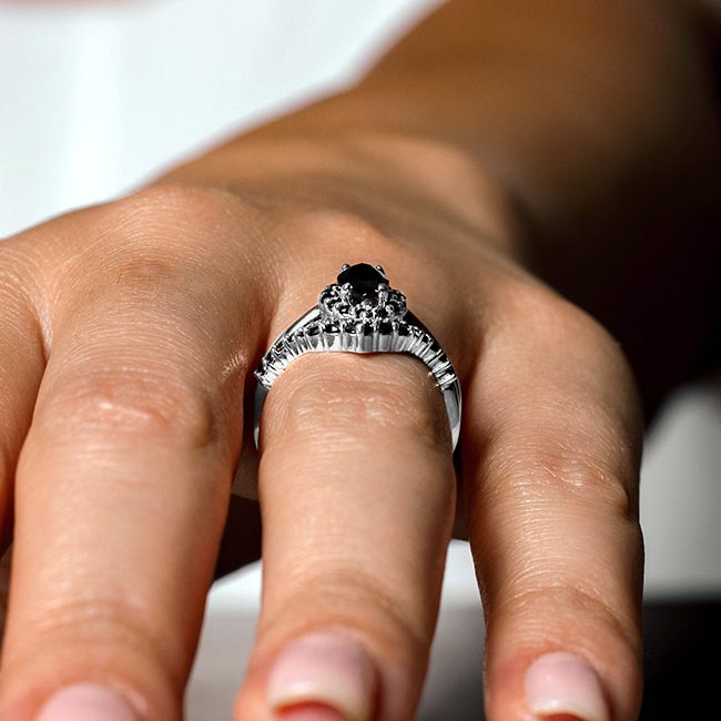 Marquise Cut Black Diamond Wedding Set Image 5