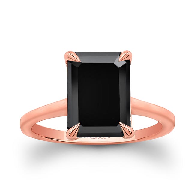 Rose Gold 2 Carat Emerald Cut Black Diamond Engagement Ring