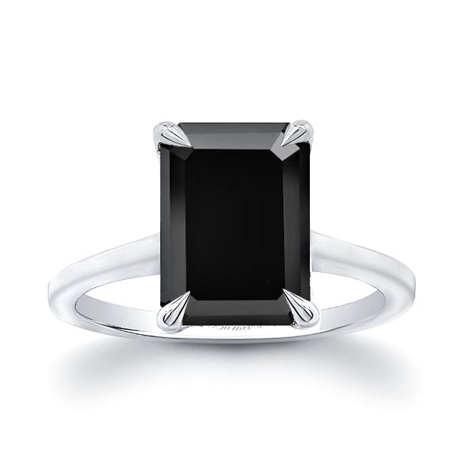 2 Carat Emerald Cut Black Diamond Engagement Ring