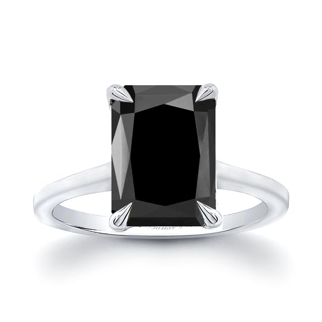 White Gold 2 Carat Radiant Cut Black Diamond Engagement Ring