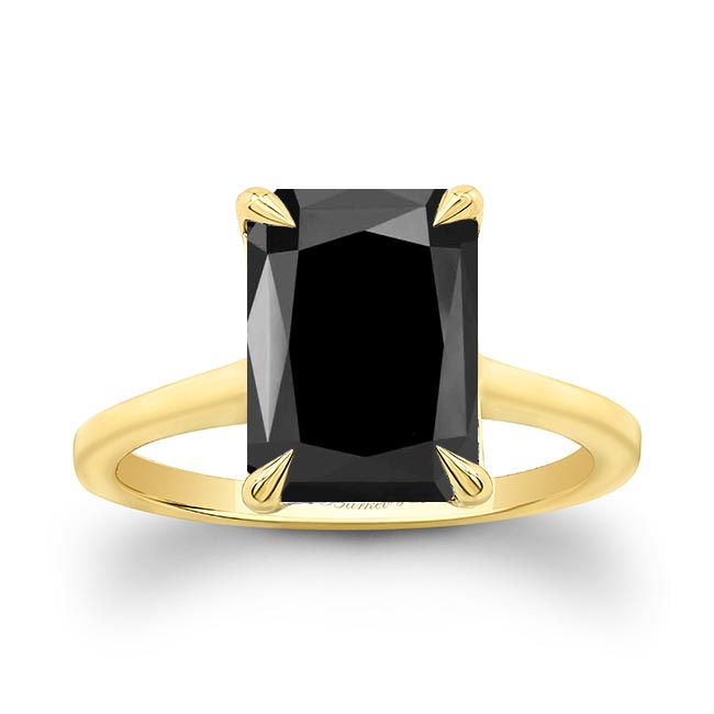 Yellow Gold 2 Carat Radiant Cut Black Diamond Engagement Ring