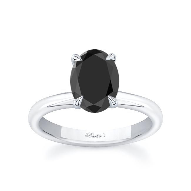 Oval Black Diamond Solitaire Engagement Ring