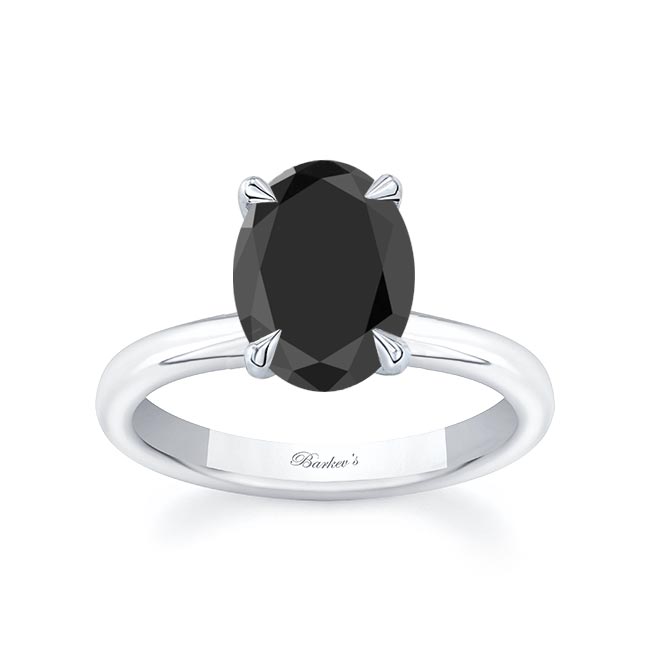 2 Carat Oval Black Diamond Solitaire Engagement Ring