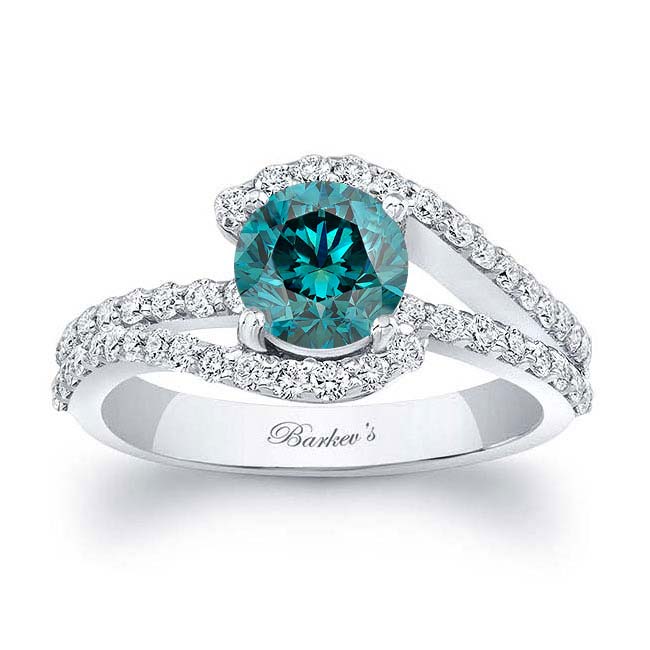 1 Carat Blue And White Diamond Ring