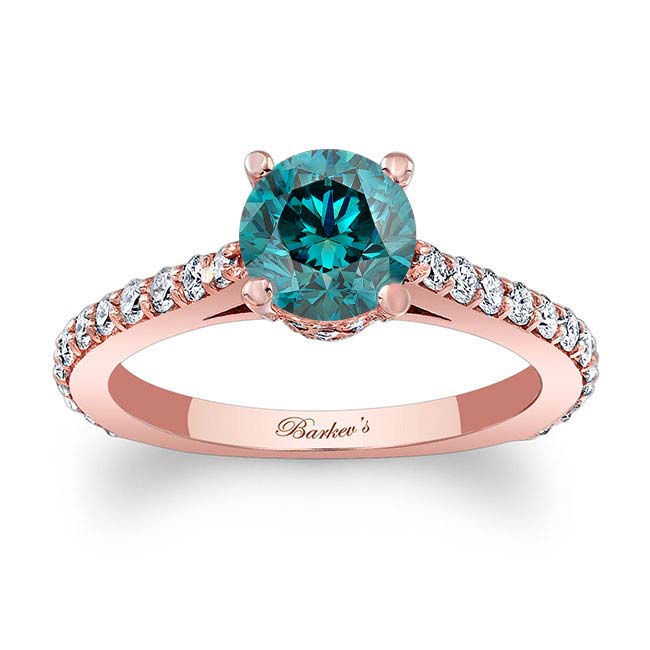 Rose Gold Traditional Blue And White Diamond Ring