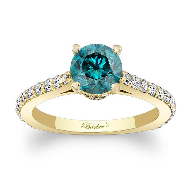 Yellow Gold Traditional Blue And White Diamond Ring