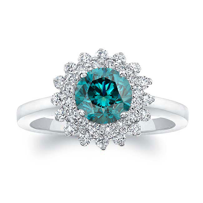 Starburst Blue And White Diamond Ring