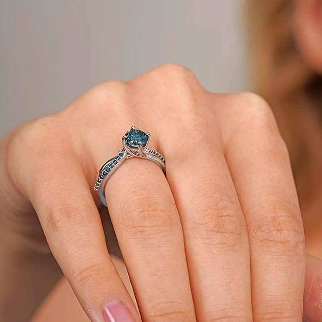 Twisted Blue Diamond Engagement Ring Image 6