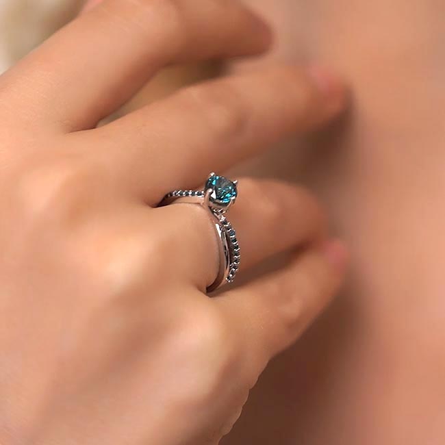 Twisted Blue Diamond Engagement Ring Image 7