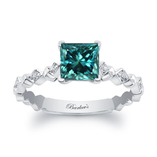 Art Deco Princess Blue Diamond Ring