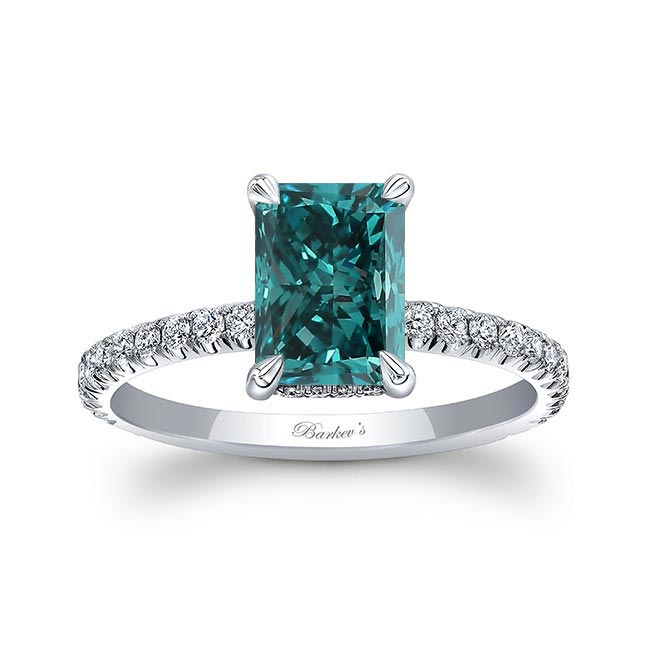 Ella Radiant Cut Blue And White Diamond Engagement Ring