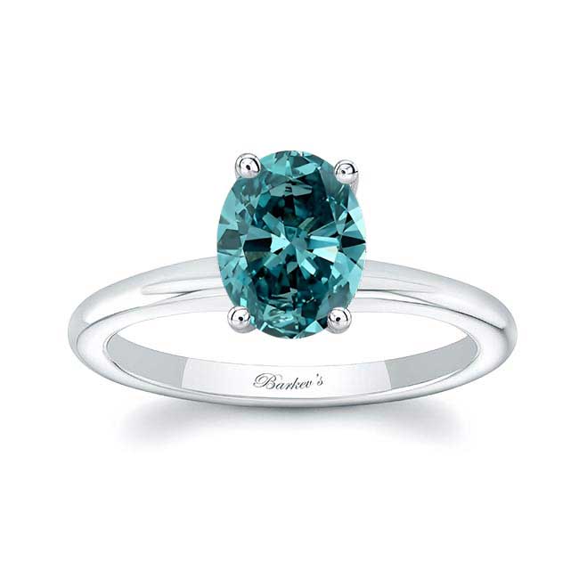 1 Carat Oval Solitaire Blue Diamond Ring