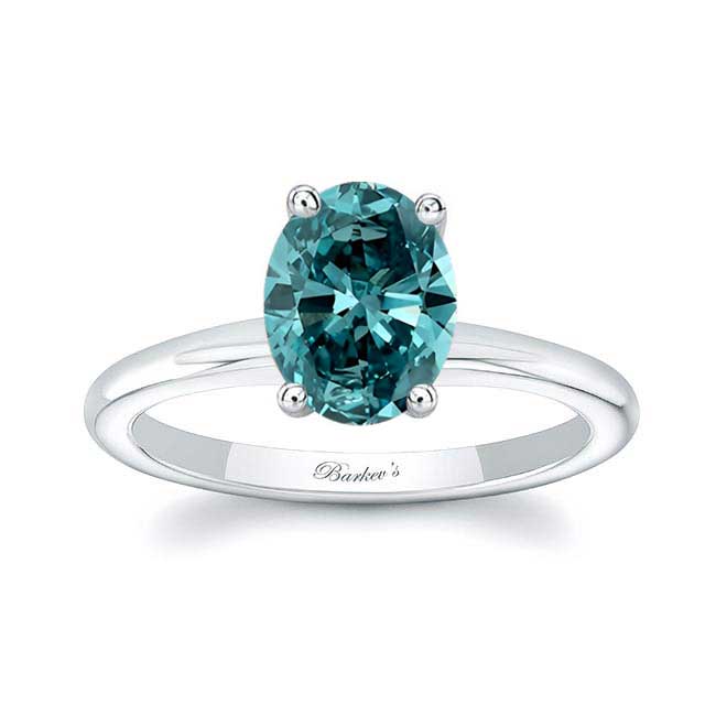 1.25 Carat Oval Solitaire Blue Diamond Ring