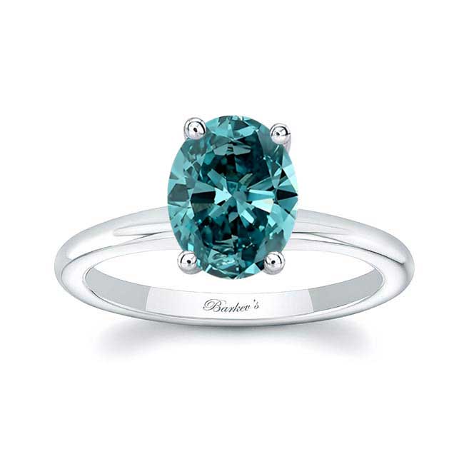 2 Carat Oval Solitaire Blue Diamond Ring