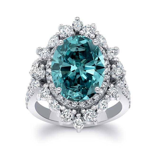 5 Carat Oval Blue Diamond Ring