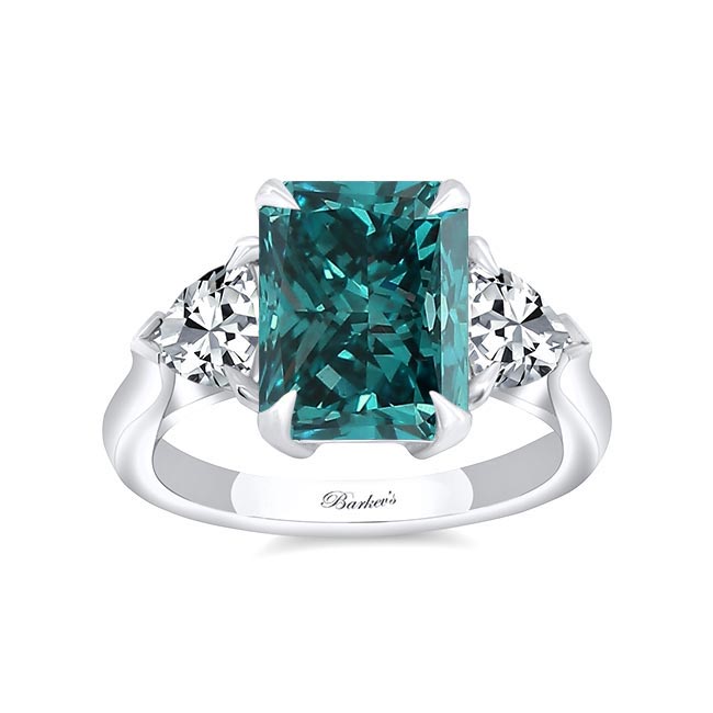 3.5 Carat Radiant Cut Blue Diamond Ring