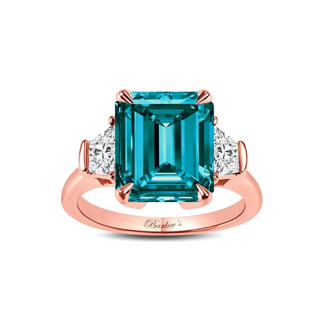 Rose Gold Emerald Cut 5 Carat Blue Diamond Ring