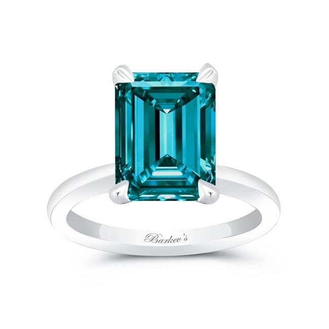 5 Carat Emerald Cut Blue Diamond Solitaire Ring