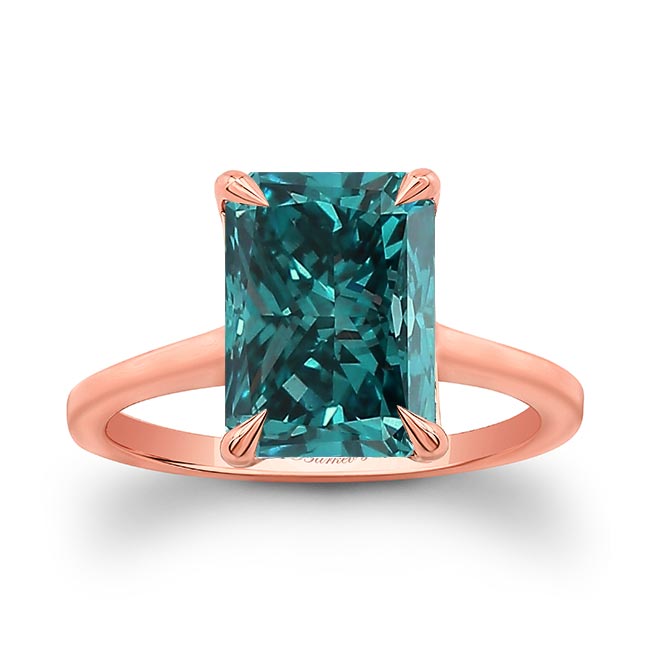 Rose Gold 2 Carat Radiant Cut Blue Diamond Engagement Ring