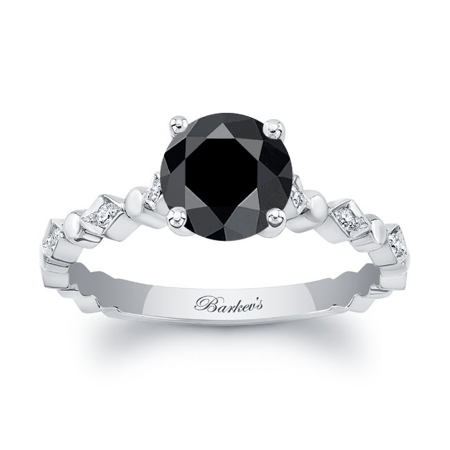 Art Deco Black And White Diamond Engagement Ring