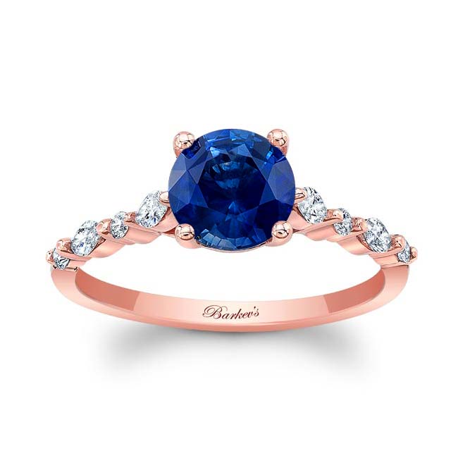 Rose Gold Vintage Style Lab Blue Sapphire And Diamond Ring