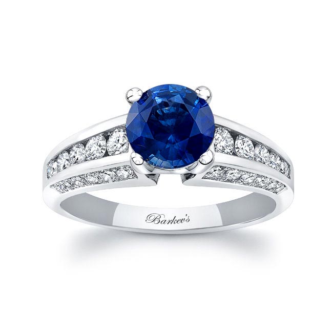 Lab Blue Sapphire And Diamond Channel Set Ring