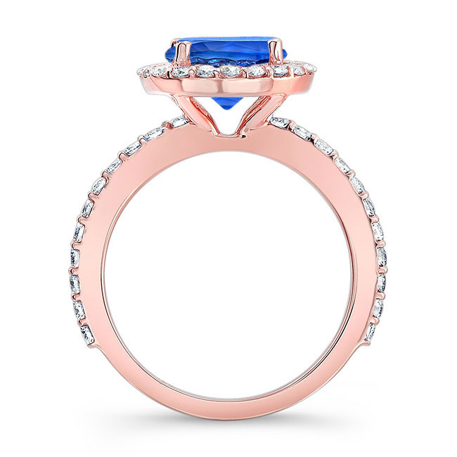 Rose Gold 2 Carat Halo Sapphire and diamond Engagement Ring Image 2