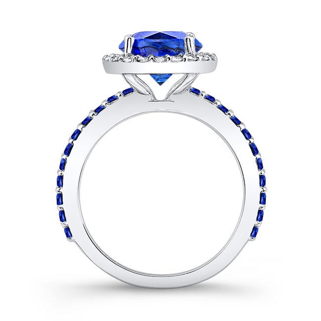 2 Carat Halo Blue Sapphire Engagement Ring Image 2