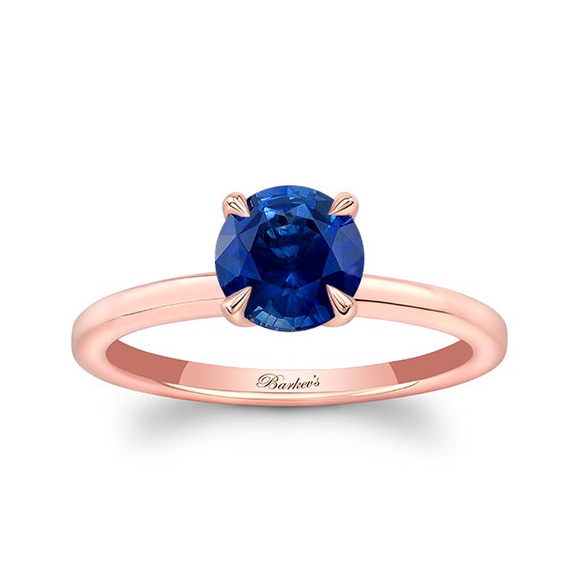 Rose Gold Lab Blue Sapphire Solitaire Ring