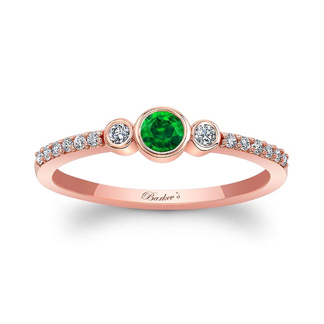 Rose Gold Mia Emerald Three Stone Diamond Promise Ring