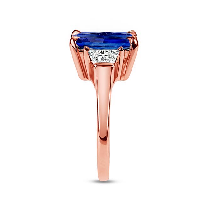 Rose Gold Emerald Cut 5 Carat Lab Blue Sapphire Ring Image 2