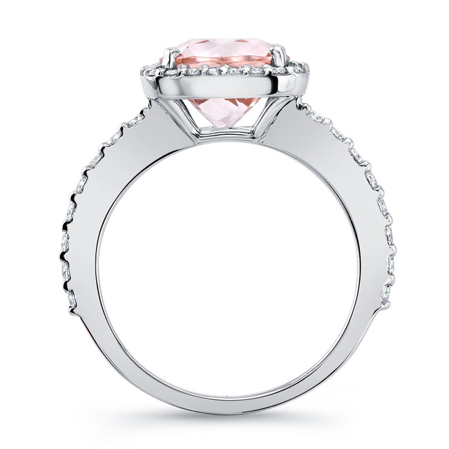 White Gold 2 Carat Cushion Cut Morganite Halo Engagement Ring Image 2