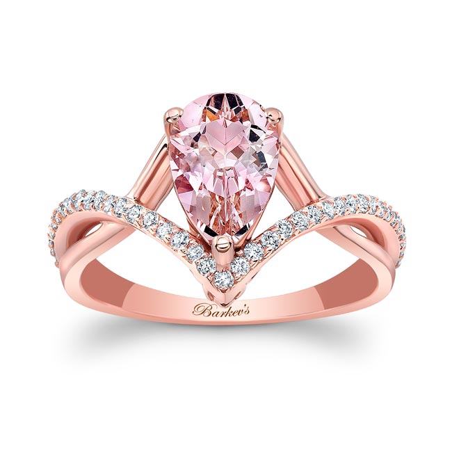 Rose Gold Unique Pear Shaped Morganite Ring