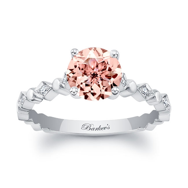 Platinum Art Deco Morganite And Diamond Engagement Ring