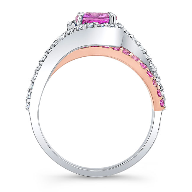 White Rose Gold 1 Carat Pink Sapphire Ring Image 2