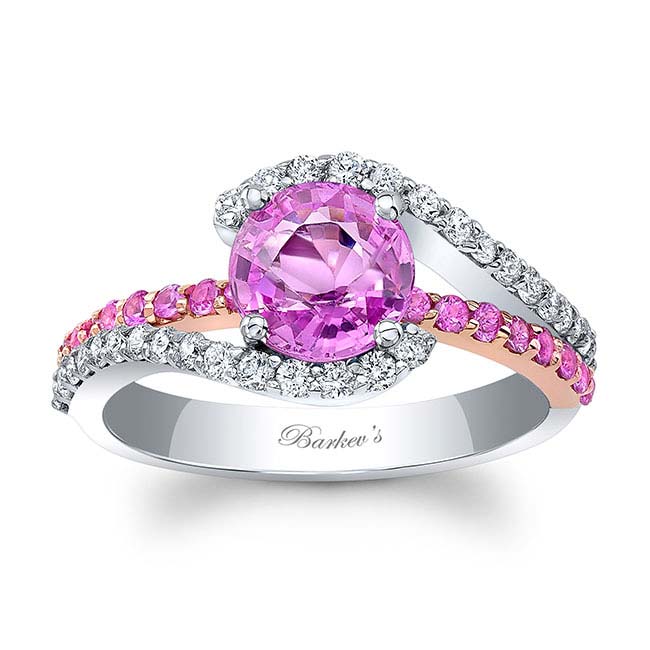 White Rose Gold 1 Carat Pink Sapphire Ring