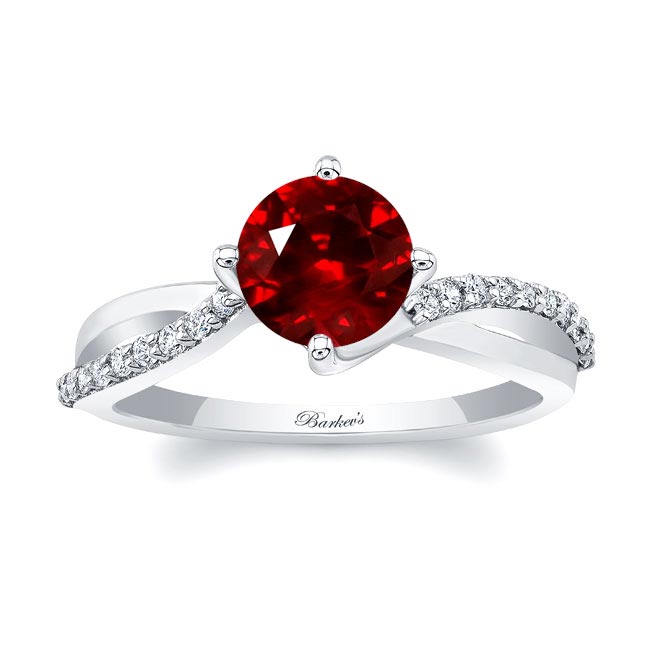 Twisted Lab Grown Ruby And Diamond Engagement Ring