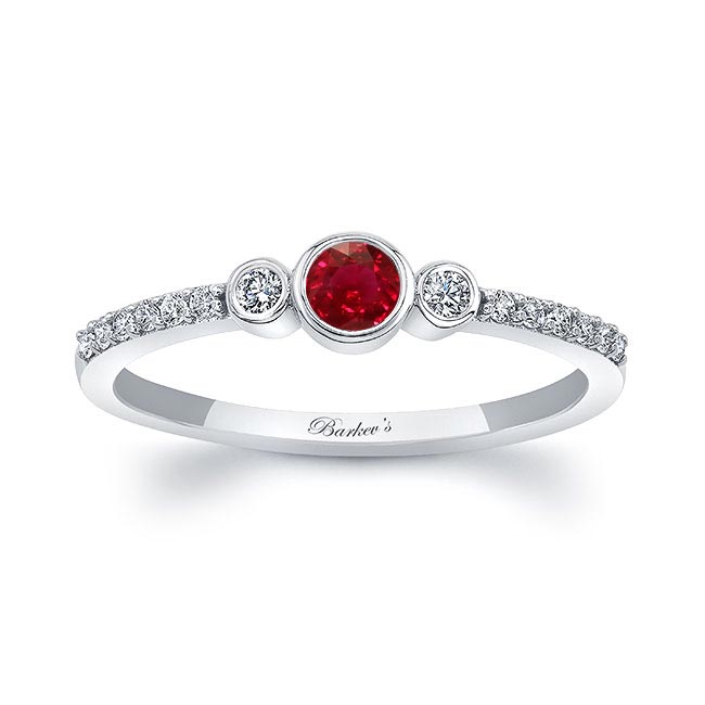 Mia Ruby Three Stone Diamond Promise Ring