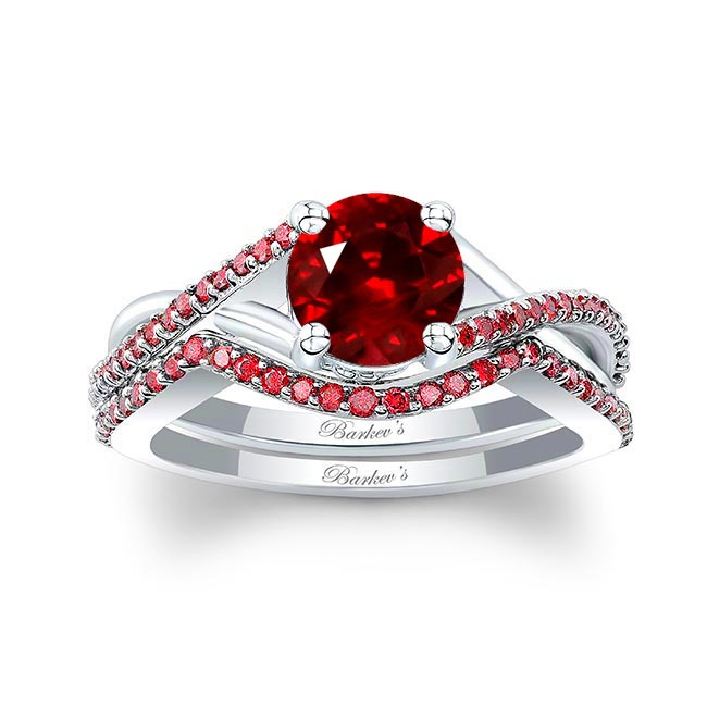 One Carat Ruby Bridal Set