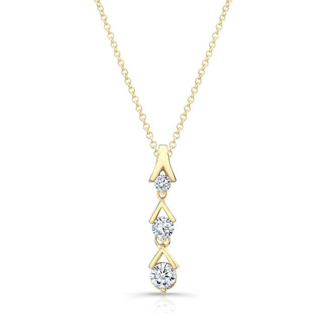 Yellow Gold Diamond Drop Necklace