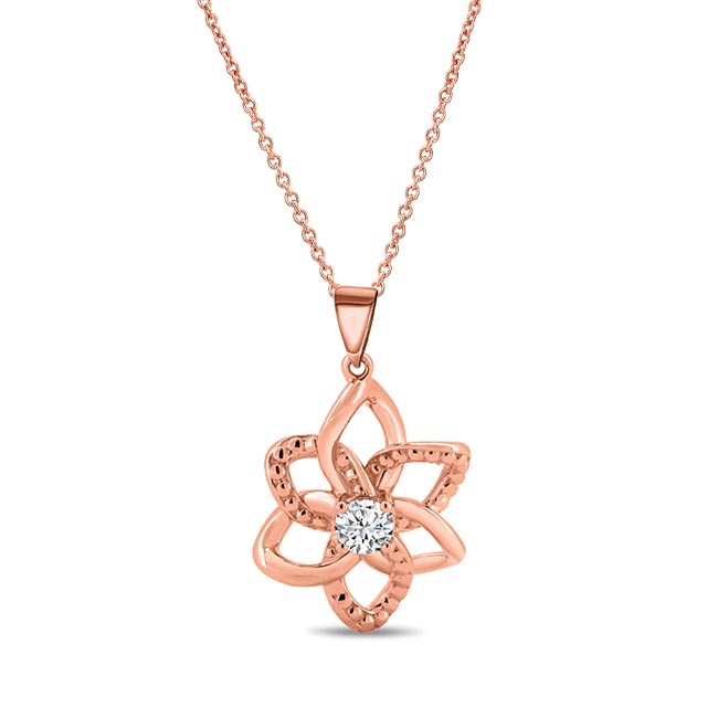 Rose Gold Moissanite Flower Necklace