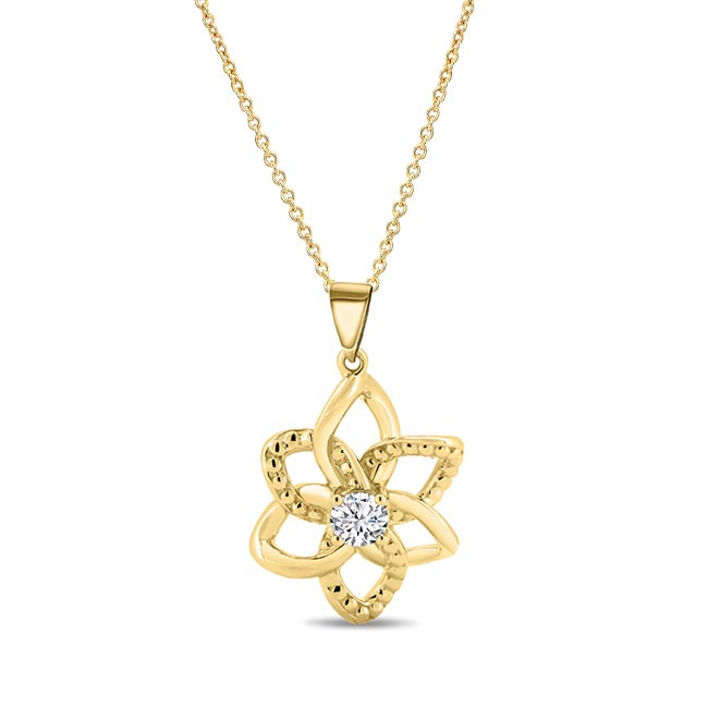 Yellow Gold Moissanite Flower Necklace