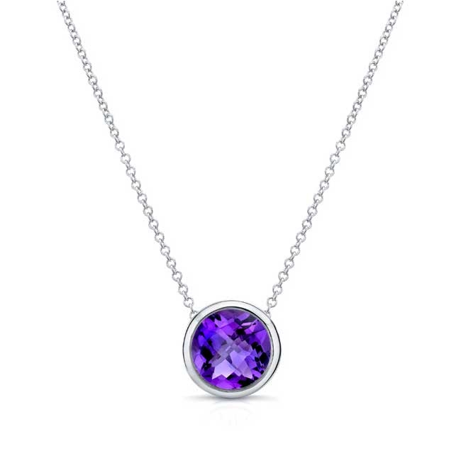 Platinum Bezel Amethyst Necklace